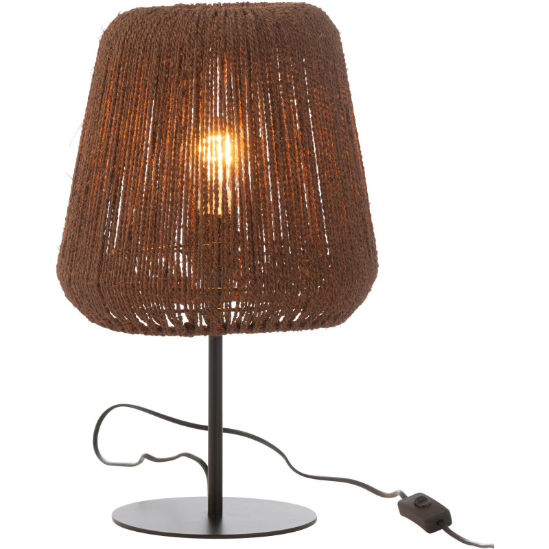 Lampe à poser bohème Hauteur 45 cm en Palmier Naturel Métal Noir Auren J-Line - 1
