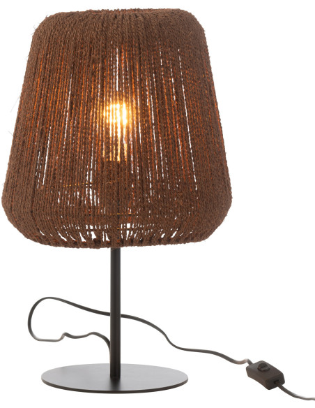 Lampe à poser bohème Hauteur 45 cm en Palmier Naturel Métal Noir Auren J-Line - 1