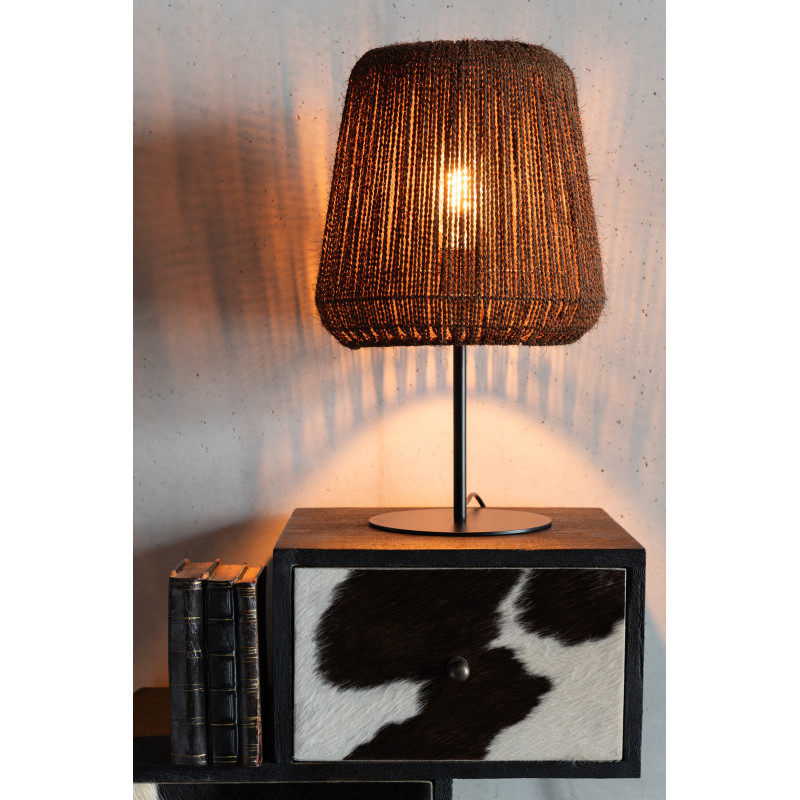 Lampe à poser bohème Hauteur 45 cm en Palmier Naturel Métal Noir Auren J-Line - 2
