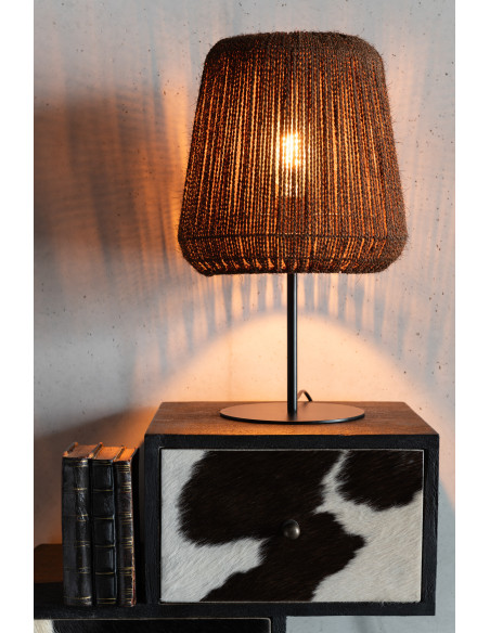 Lampe à poser bohème Hauteur 45 cm en Palmier Naturel Métal Noir Auren J-Line - 2