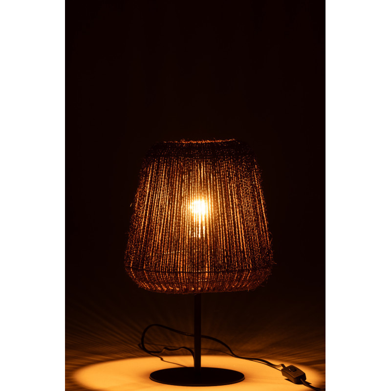 Lampe à poser bohème Hauteur 45 cm en Palmier Naturel Métal Noir Auren J-Line - 4