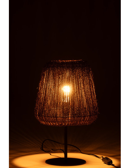 Lampe à poser bohème Hauteur 45 cm en Palmier Naturel Métal Noir Auren J-Line - 4