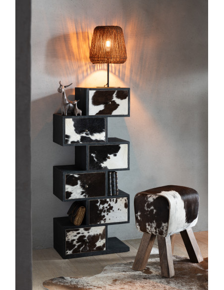Lampe à poser bohème Hauteur 45 cm en Palmier Naturel Métal Noir Auren J-Line - 5