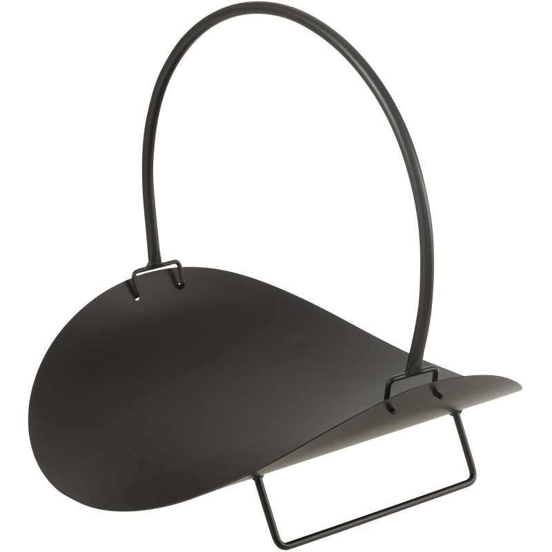 Panier à buche intérieur moderne 48 cm en Métal Noir New - 1
