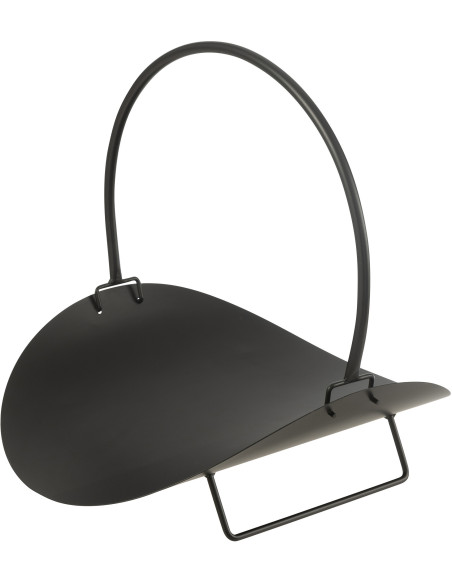 Panier à buche intérieur moderne 48 cm en Métal Noir New - 1