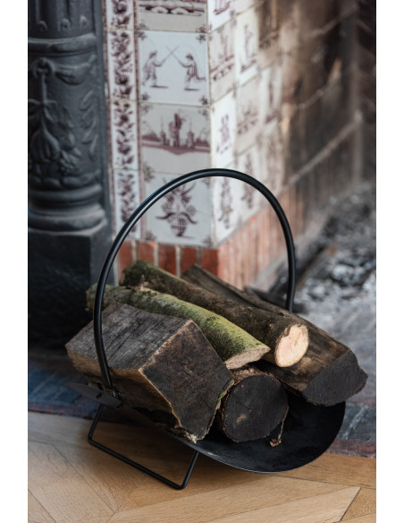 Panier à buche intérieur moderne 48 cm en Métal Noir New - 2