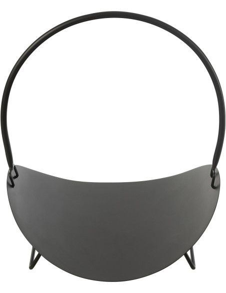 Panier à buche intérieur moderne 48 cm en Métal Noir New - 4