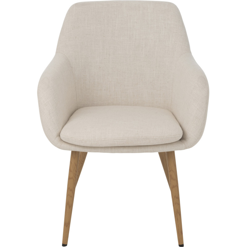 Fauteuil de table moderne en Tissu Blanc Bois Naturel Lorven - 3