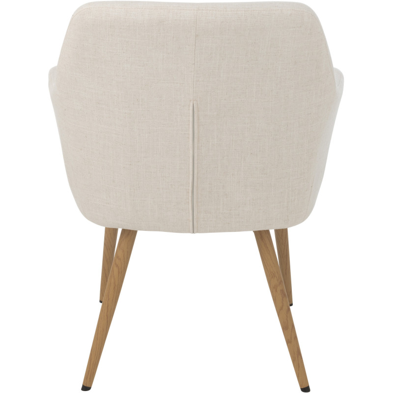 Fauteuil de table moderne en Tissu Blanc Bois Naturel Lorven - 5