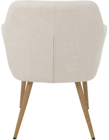 Fauteuil de table moderne en Tissu Blanc Bois Naturel Lorven - 5