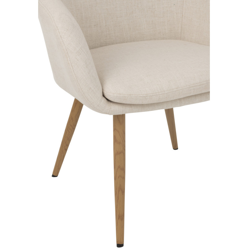 Fauteuil de table moderne en Tissu Blanc Bois Naturel Lorven - 6