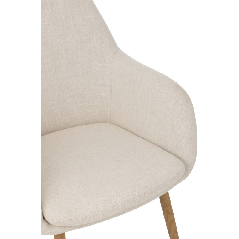 Fauteuil de table moderne en Tissu Blanc Bois Naturel Lorven - 7