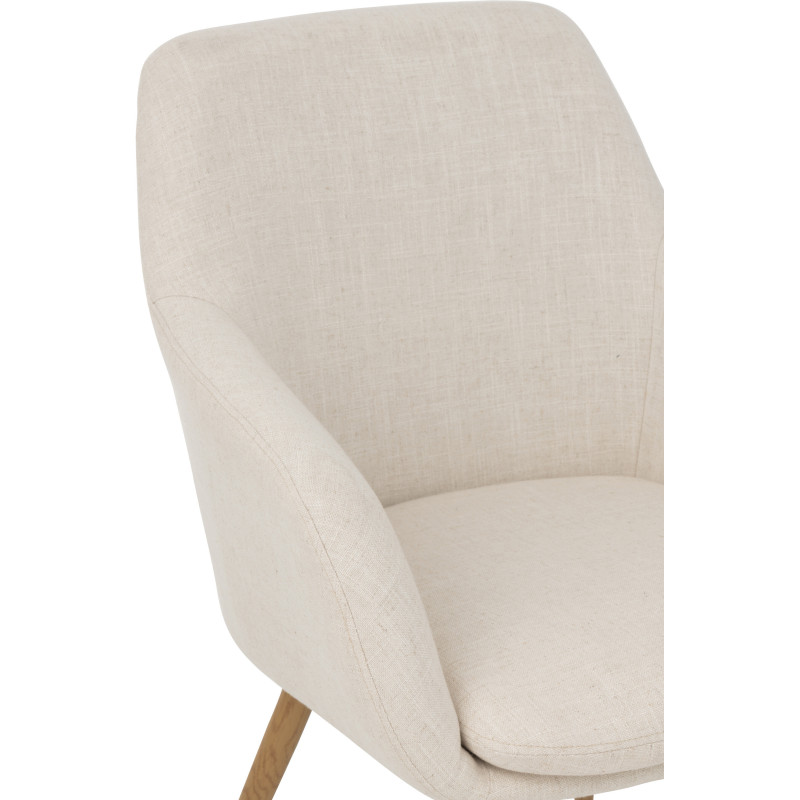 Fauteuil de table moderne en Tissu Blanc Bois Naturel Lorven - 8