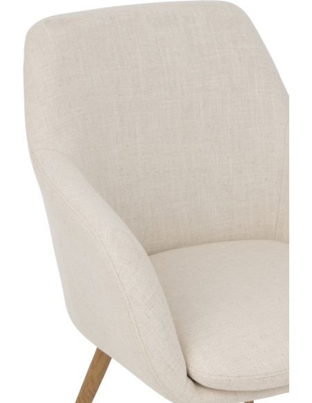 Fauteuil de table moderne en Tissu Blanc Bois Naturel Lorven - 8