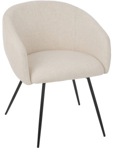 Fauteuil de table moderne en Tissu Blanc ivoire Métal Noir Wales - 1