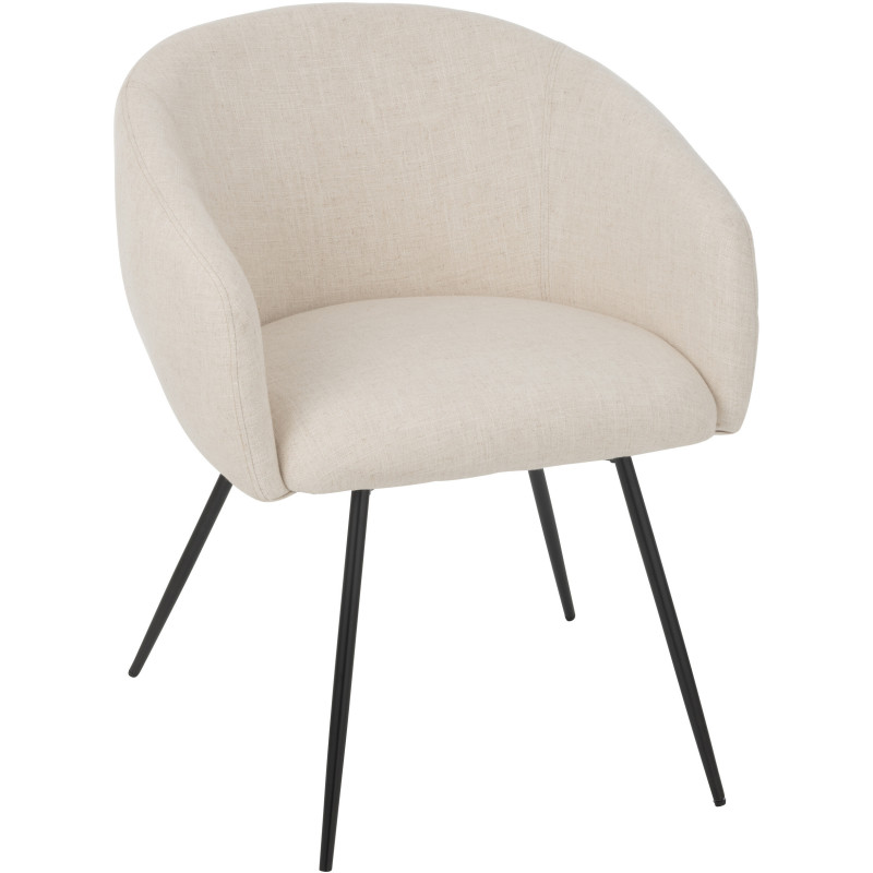 Fauteuil de table moderne en Tissu Blanc ivoire Métal Noir Wales - 1