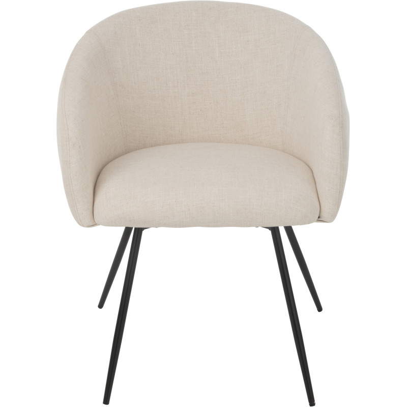 Fauteuil de table moderne en Tissu Blanc ivoire Métal Noir Wales - 2