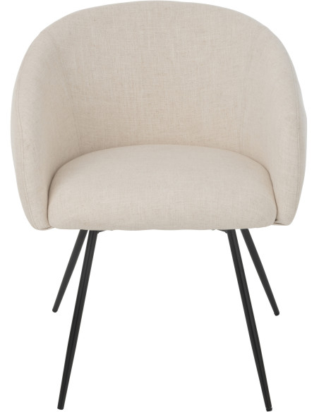 Fauteuil de table moderne en Tissu Blanc ivoire Métal Noir Wales - 2