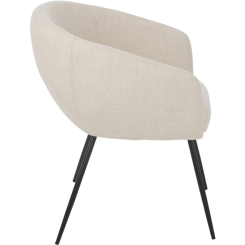 Fauteuil de table moderne en Tissu Blanc ivoire Métal Noir Wales - 3