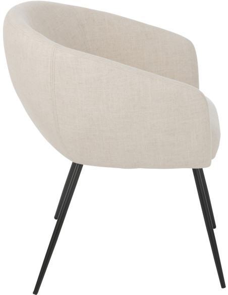 Fauteuil de table moderne en Tissu Blanc ivoire Métal Noir Wales - 3