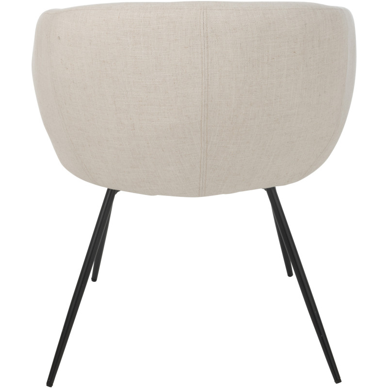Fauteuil de table moderne en Tissu Blanc ivoire Métal Noir Wales - 4