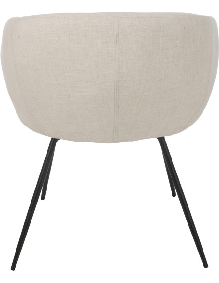 Fauteuil de table moderne en Tissu Blanc ivoire Métal Noir Wales - 4