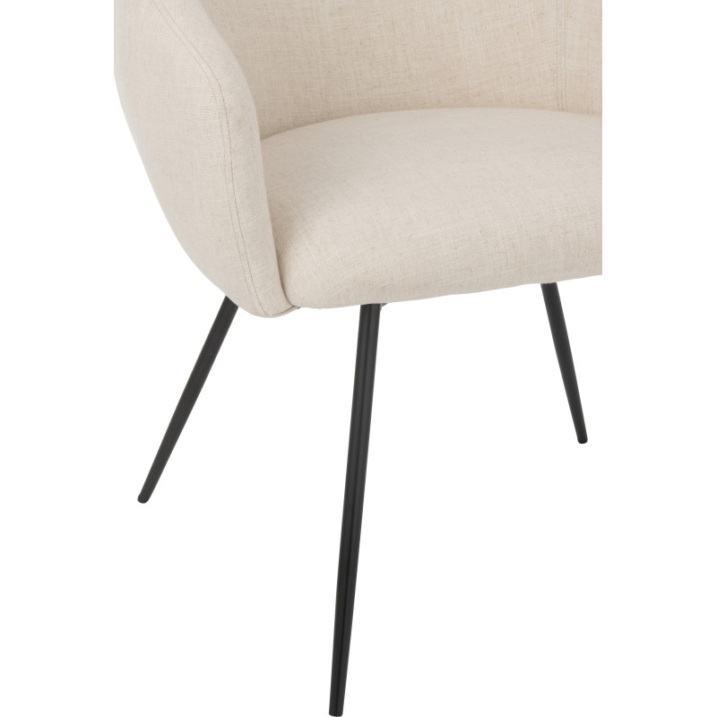 Fauteuil de table moderne en Tissu Blanc ivoire Métal Noir Wales - 5