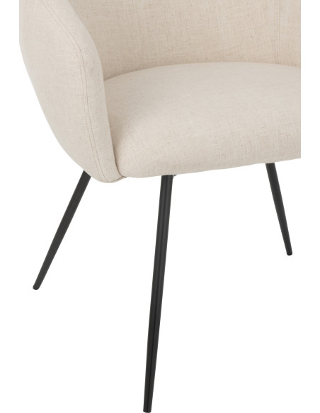 Fauteuil de table moderne en Tissu Blanc ivoire Métal Noir Wales - 5