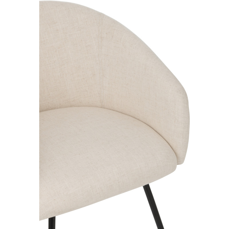 Fauteuil de table moderne en Tissu Blanc ivoire Métal Noir Wales - 6