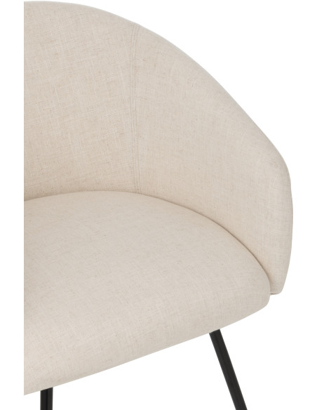 Fauteuil de table moderne en Tissu Blanc ivoire Métal Noir Wales - 6