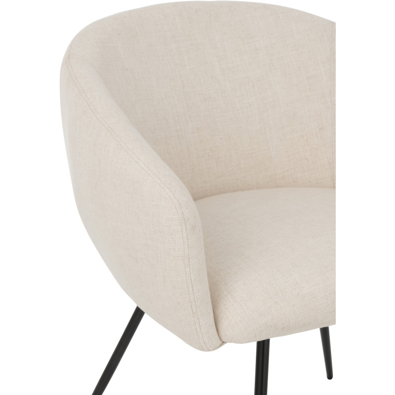 Fauteuil de table moderne en Tissu Blanc ivoire Métal Noir Wales - 7