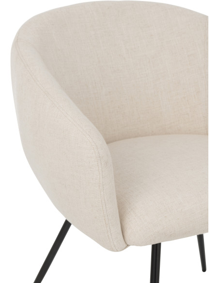 Fauteuil de table moderne en Tissu Blanc ivoire Métal Noir Wales - 7