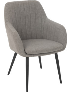 Fauteuil de table moderne en Tissu Gris Métal Noir Miles - 1
