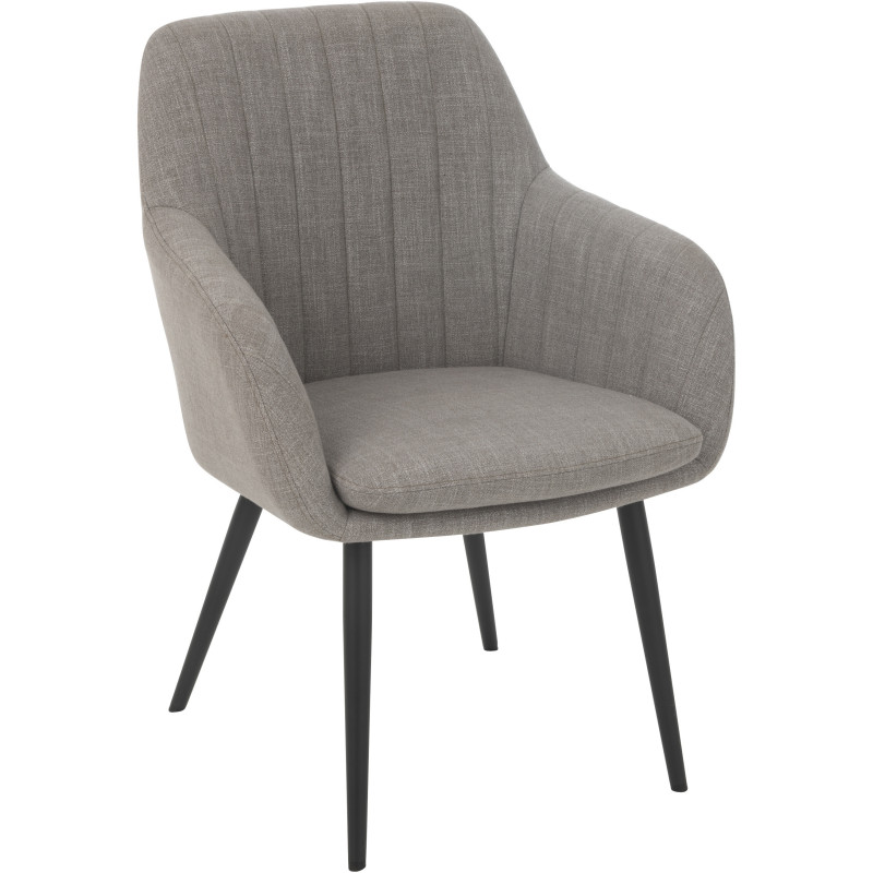 Fauteuil de table moderne en Tissu Gris Métal Noir Miles - 1
