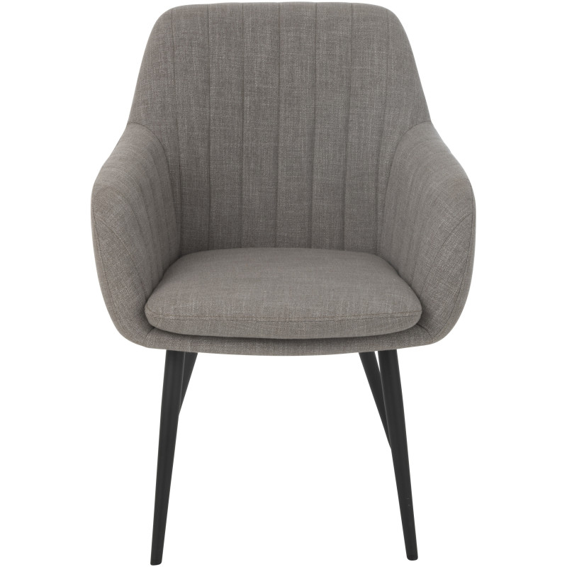 Fauteuil de table moderne en Tissu Gris Métal Noir Miles - 2