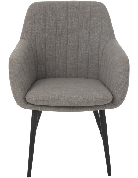 Fauteuil de table moderne en Tissu Gris Métal Noir Miles - 2