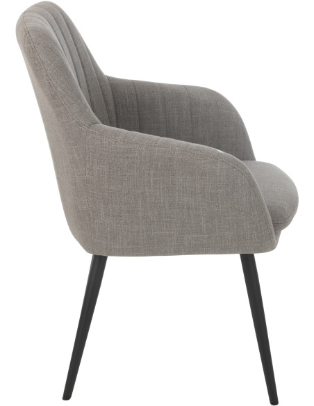 Fauteuil de table moderne en Tissu Gris Métal Noir Miles - 3