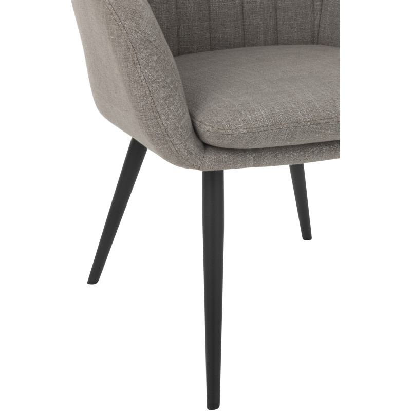 Fauteuil de table moderne en Tissu Gris Métal Noir Miles - 5