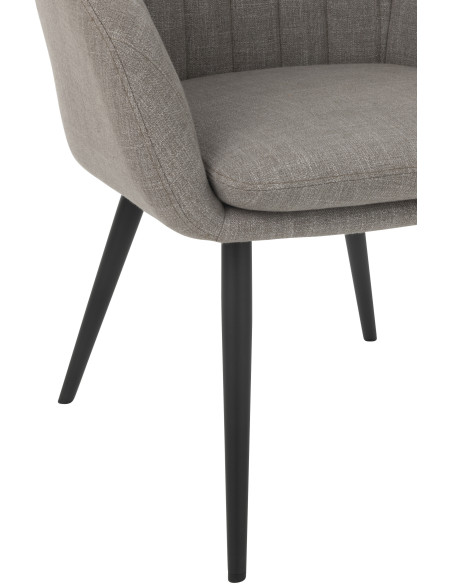 Fauteuil de table moderne en Tissu Gris Métal Noir Miles - 5