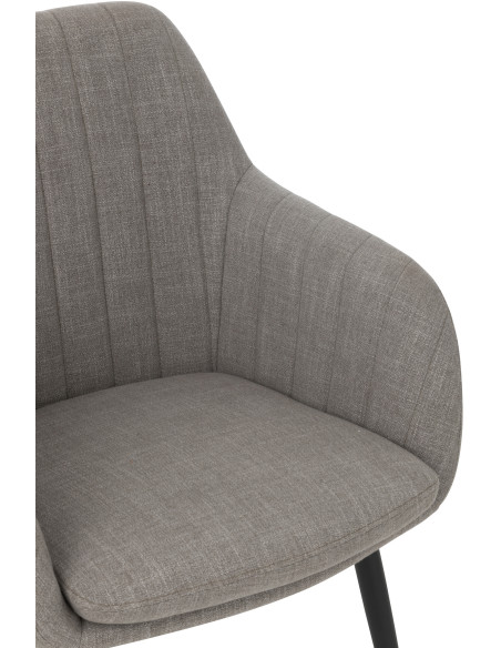Fauteuil de table moderne en Tissu Gris Métal Noir Miles - 6