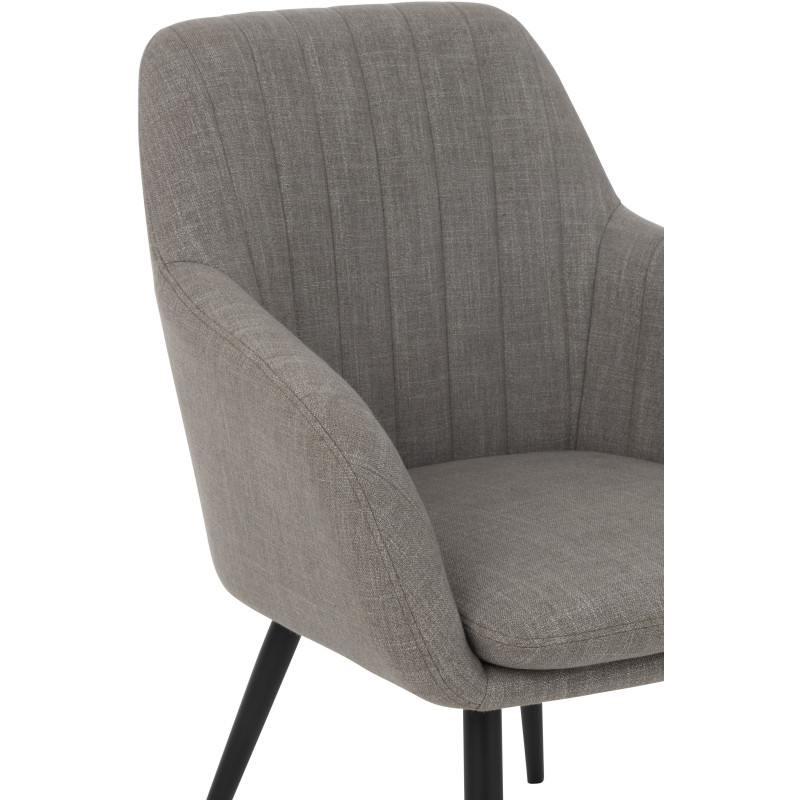 Fauteuil de table moderne en Tissu Gris Métal Noir Miles - 7