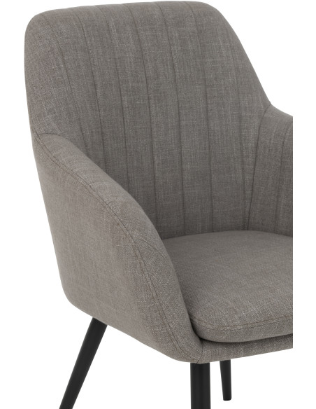 Fauteuil de table moderne en Tissu Gris Métal Noir Miles - 7