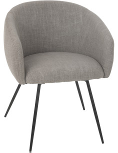 Fauteuil de table moderne en Tissu Gris Métal Noir Wales - 1