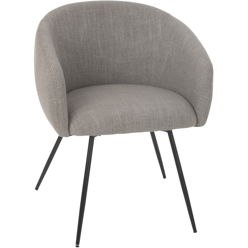 Fauteuil de table moderne en Tissu Gris Métal Noir Wales - 1