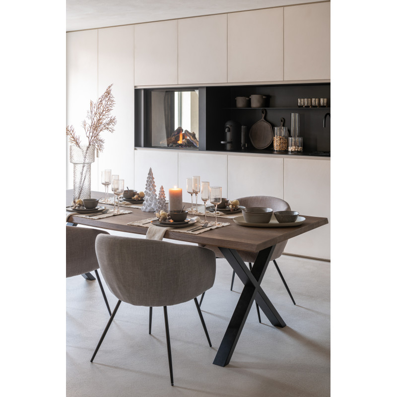 Fauteuil de table moderne en Tissu Gris Métal Noir Wales - 2