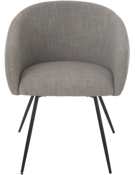 Fauteuil de table moderne en Tissu Gris Métal Noir Wales - 3