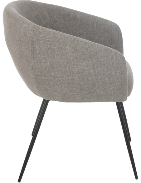 Fauteuil de table moderne en Tissu Gris Métal Noir Wales - 4