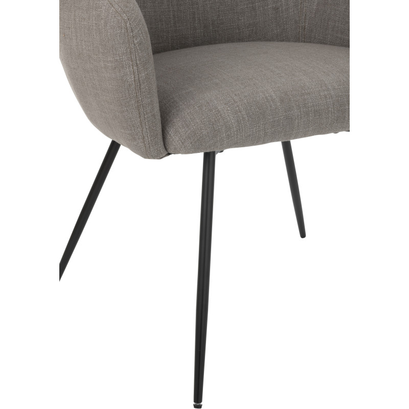Fauteuil de table moderne en Tissu Gris Métal Noir Wales - 6