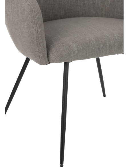 Fauteuil de table moderne en Tissu Gris Métal Noir Wales - 6