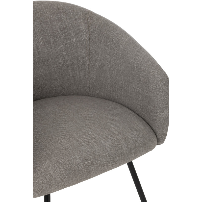 Fauteuil de table moderne en Tissu Gris Métal Noir Wales - 7